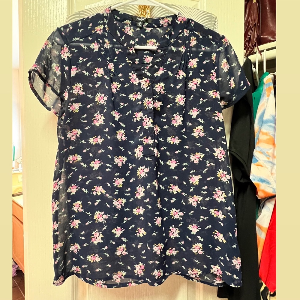 Blue floral blouse